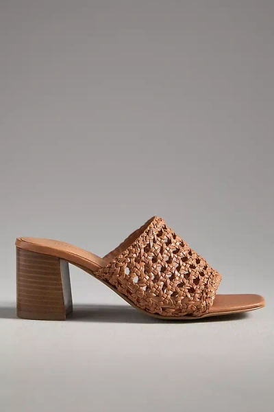By Anthropologie Woven Block-heel Mule Sandals In Beige
