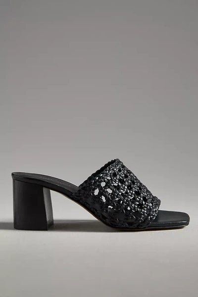 By Anthropologie Woven Block-heel Mule Sandals In Black