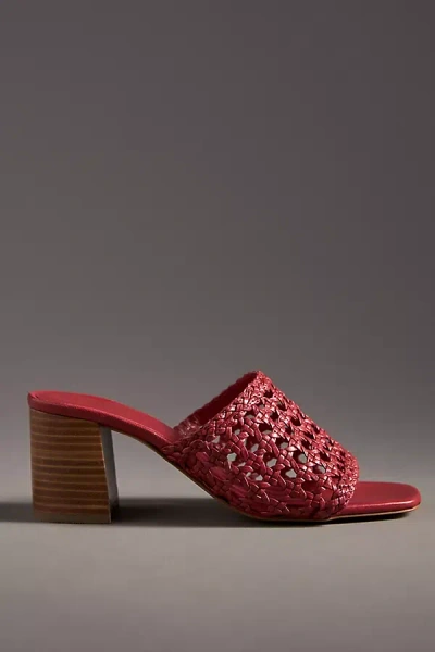 By Anthropologie Woven Block-heel Mule Sandals In Red