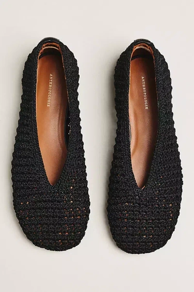 By Anthropologie Woven Crochet Ballet Flats In Black