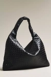By Anthropologie Woven Faux-leather Oversized Slouchy Tote In Black