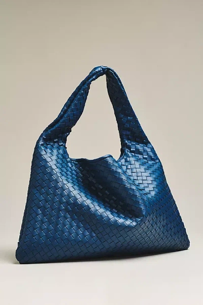 By Anthropologie Woven Faux Leather Oversized Slouchy Tote In Blue