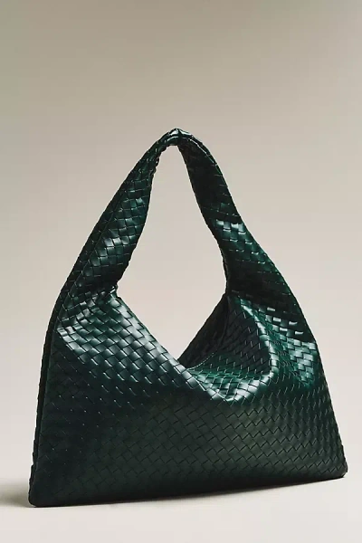 By Anthropologie Woven Faux-leather Oversized Slouchy Tote In Green