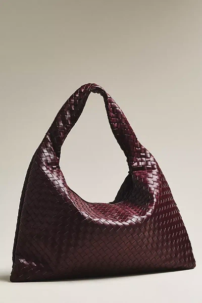 By Anthropologie Woven Faux-leather Oversized Slouchy Tote In Red