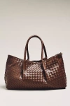 By Anthropologie Woven Faux-leather Tote In Brown