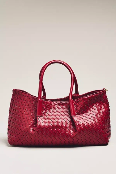 By Anthropologie Woven Faux-leather Tote In Red