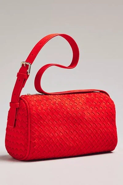 By Anthropologie Woven Faux-suede Shoulder Bag In Red