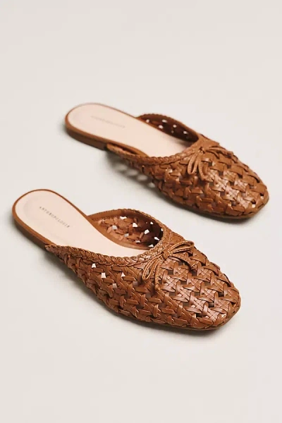 By Anthropologie Woven Leather Mules In Brown