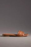 By Anthropologie Woven Leather Slide Sandals In Beige