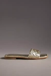 By Anthropologie Woven Leather Slide Sandals In Gold