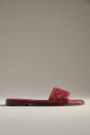 By Anthropologie Woven Leather Slide Sandals In Red