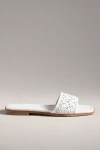 By Anthropologie Woven Leather Slide Sandals In White