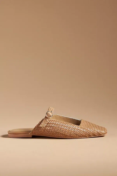 By Anthropologie Woven Mary Jane Slides In Beige