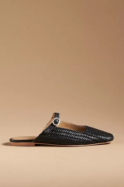 By Anthropologie Woven Mary Jane Slides In Black