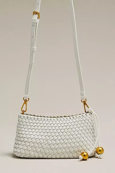 By Anthropologie Woven Mini Sling Crossbody Bag In White