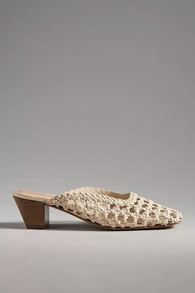 By Anthropologie Woven Mule Heels In Beige