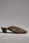 By Anthropologie Woven Mule Heels In Green