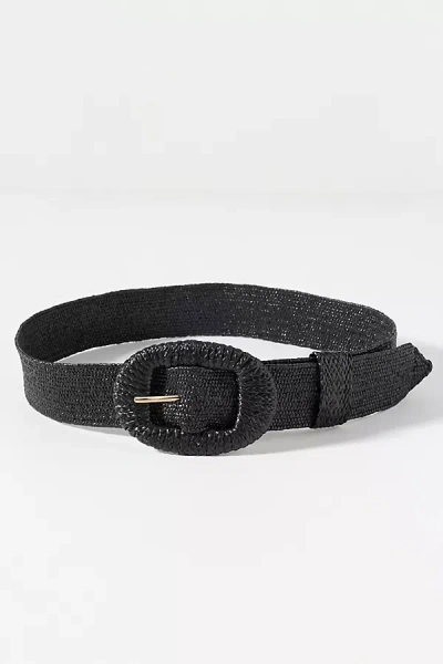 By Anthropologie Woven Oval Buckle Belt In Black