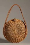 By Anthropologie Woven Rattan Round Shoulder Bag In Beige