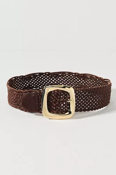 By Anthropologie Woven Stretch Square Buckle Belt In Brown