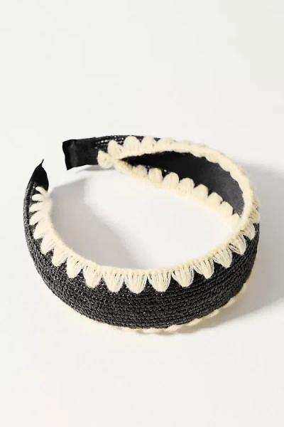 By Anthropologie Woven Whipstitch Headband In Black