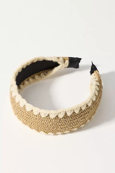 By Anthropologie Woven Whipstitch Headband In Neutral