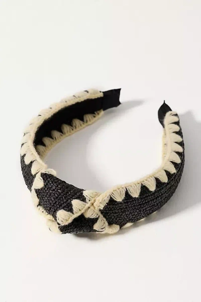 By Anthropologie Woven Whipstitch Knotted Headband In Black