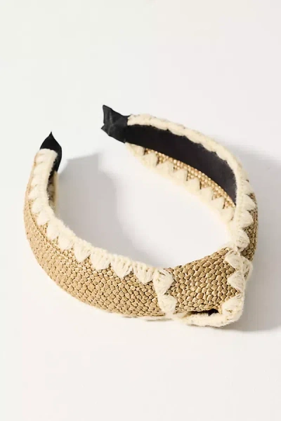 By Anthropologie Woven Whipstitch Knotted Headband In Brown