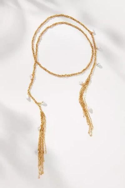 By Anthropologie Wrap Fringe Chain Necklace In Gold