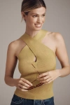 By Anthropologie Wrap-neck Keyhole Sweater Tank Top In Green