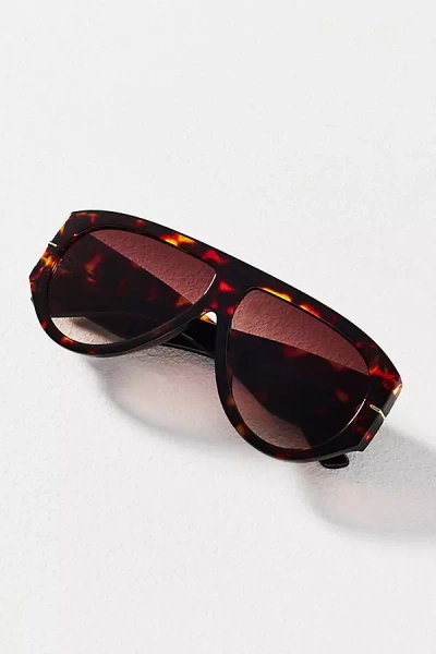By Anthropologie Wrapped Flat-top Aviator Sunglasses In Brown