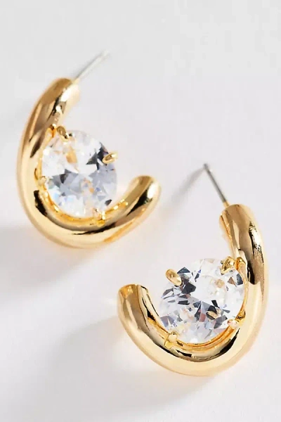 By Anthropologie Wrapped Pearl Hoop Earrings In Gold