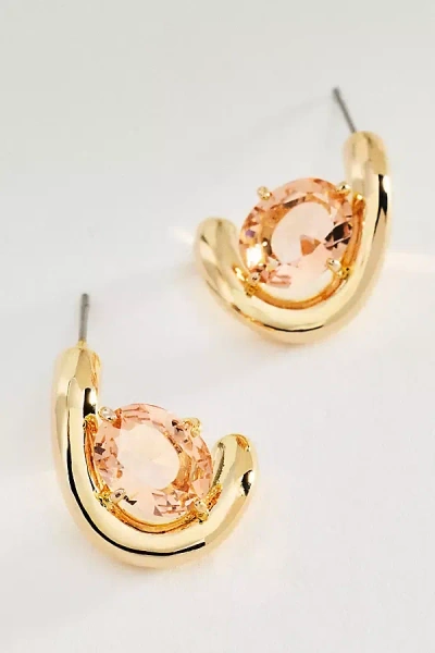 By Anthropologie Wrapped Pearl Hoop Earrings In Gold