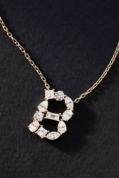 By Anthropologie Yellow Gold Diamond Monogram Necklace In Multicolor