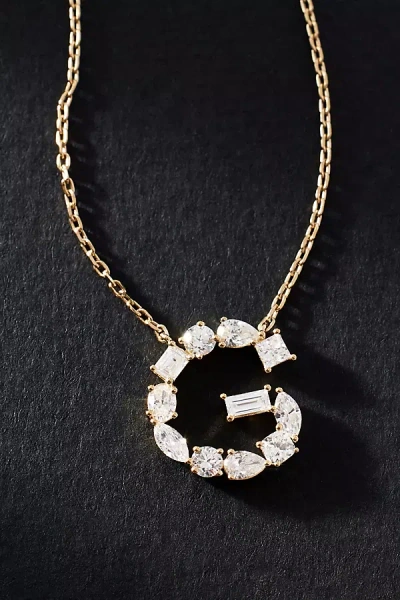 By Anthropologie Yellow Gold Diamond Monogram Necklace In Multicolor