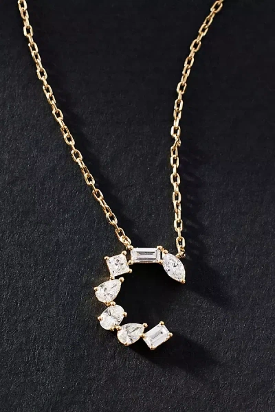 By Anthropologie Yellow Gold Diamond Monogram Necklace In Multicolor