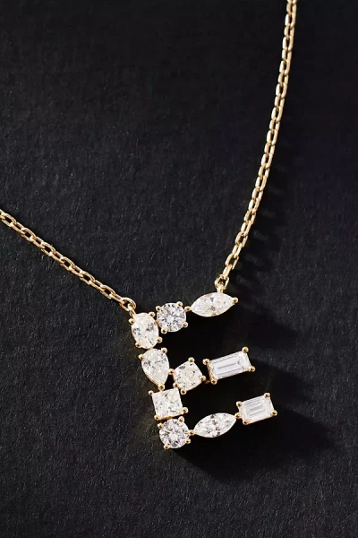 By Anthropologie Yellow Gold Diamond Monogram Necklace In Multicolor