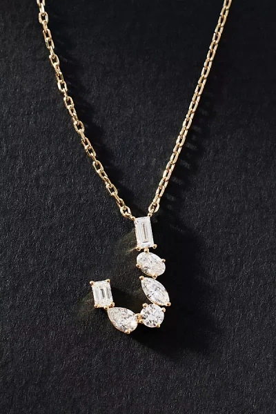 By Anthropologie Yellow Gold Diamond Monogram Necklace In Multicolor