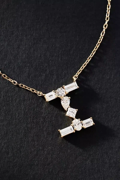 By Anthropologie Yellow Gold Diamond Monogram Necklace In Multicolor