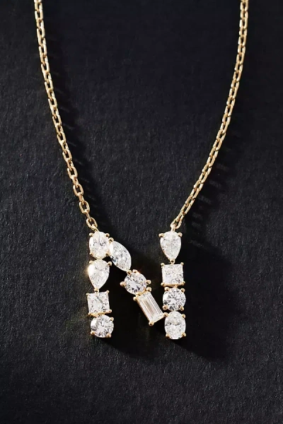 By Anthropologie Yellow Gold Diamond Monogram Necklace In Multicolor