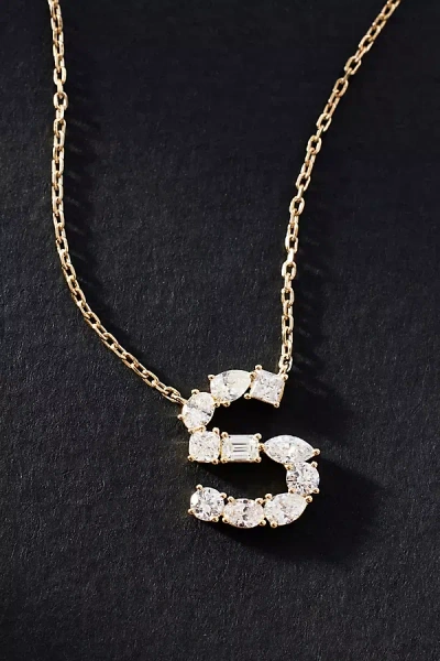 By Anthropologie Yellow Gold Diamond Monogram Necklace