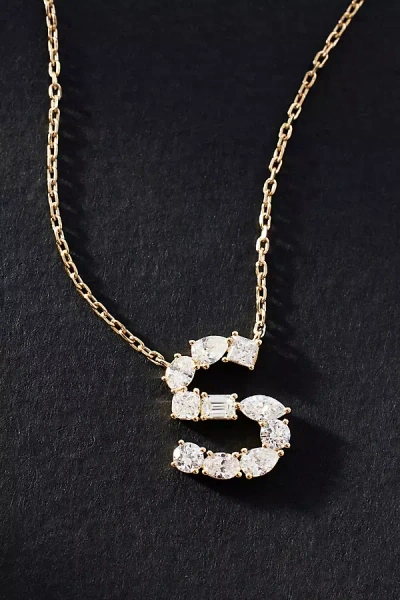 By Anthropologie Yellow Gold Diamond Monogram Necklace In Multicolor