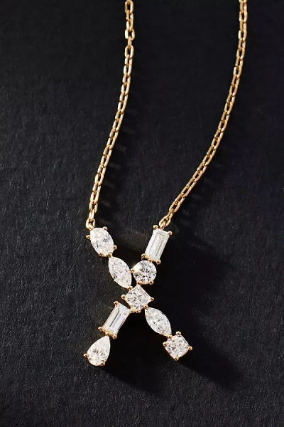By Anthropologie Yellow Gold Diamond Monogram Necklace In Multicolor