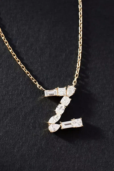By Anthropologie Yellow Gold Diamond Monogram Necklace In Multicolor