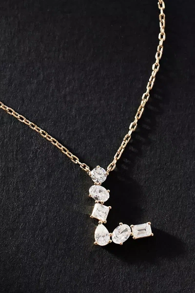 By Anthropologie Yellow Gold Diamond Monogram Necklace In Multicolor