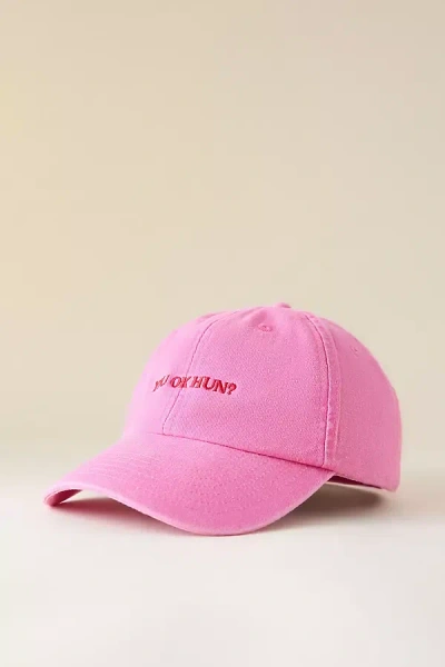 By Anthropologie You Ok Hun Embroidered Baseball Cap In Pink