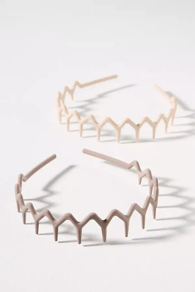 By Anthropologie Zigzag Headbands, Set Of 2 In Beige