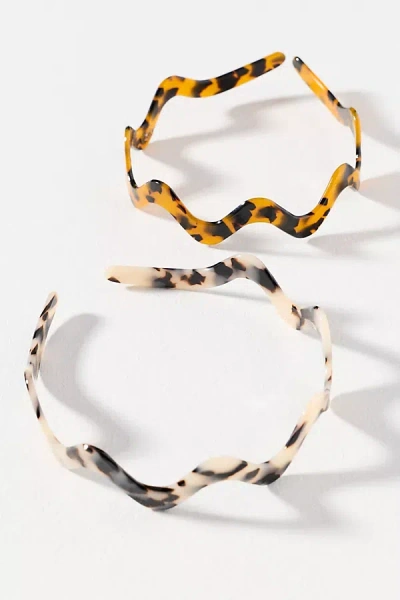 By Anthropologie Kids' Zigzag Resin Headbands, Set Of 2 In Brown