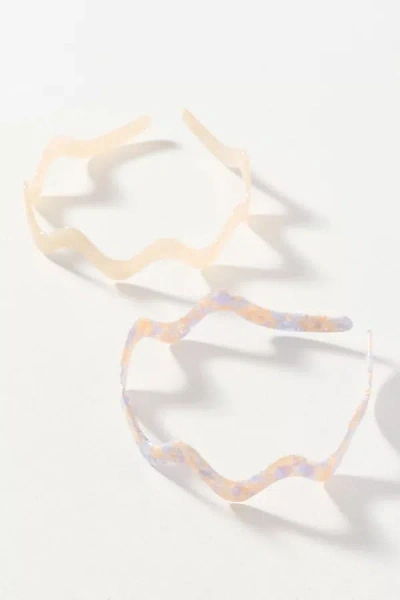By Anthropologie Zigzag Resin Headbands, Set Of 2 In Brown