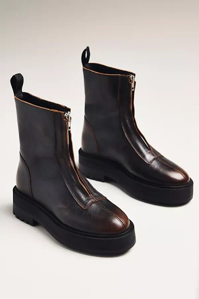 By Anthropologie Zip-up Lug Sole Moto Ankle Boots In Black